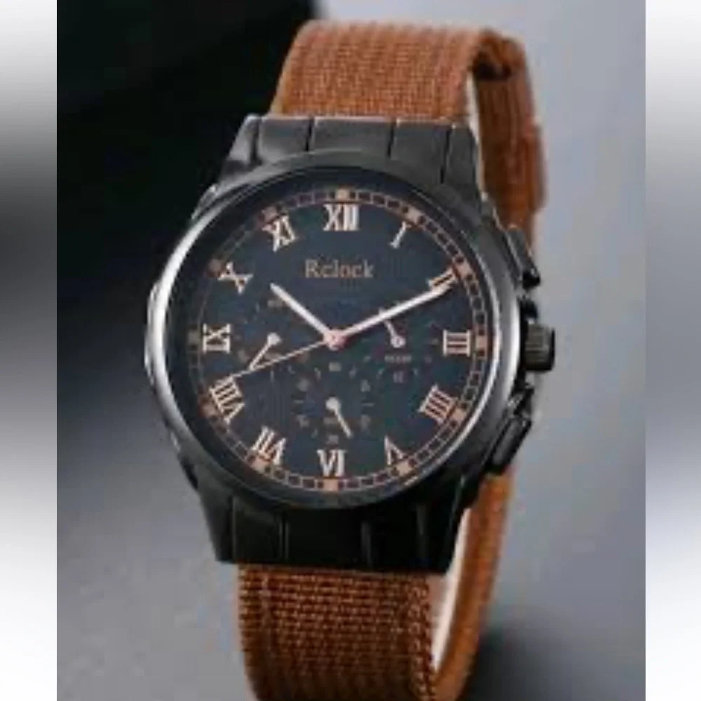 Men’s Watch Set Brown canvas band NEW